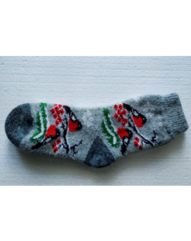 Шерстяные носки. Рисунок Снегири №3. Размер (36-41), изображение 1