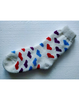 Шерстяные носки. Рисунок Сердечки. Размер (36-41), изображение 1